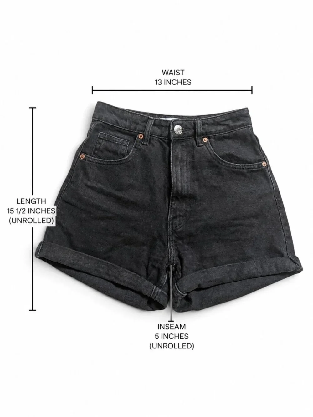 Zara High Waisted Mom Fit Denim Shorts Size 2 Black EUC